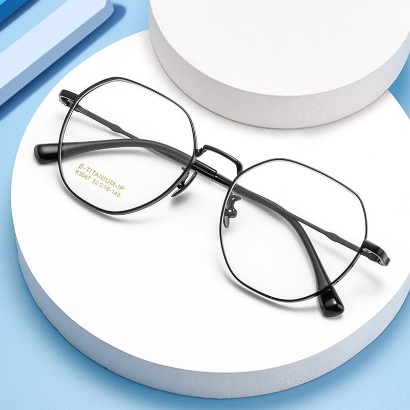 Geometric Metal Full Rim Prescription Glasses Spectacles Frames for Thick Lenses K5087