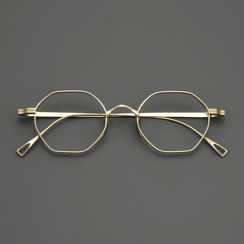 Hexagon Titanium Full Rim Prescription Eyeglasses Spectacles Frames Suitable For High Myopia 20872Y