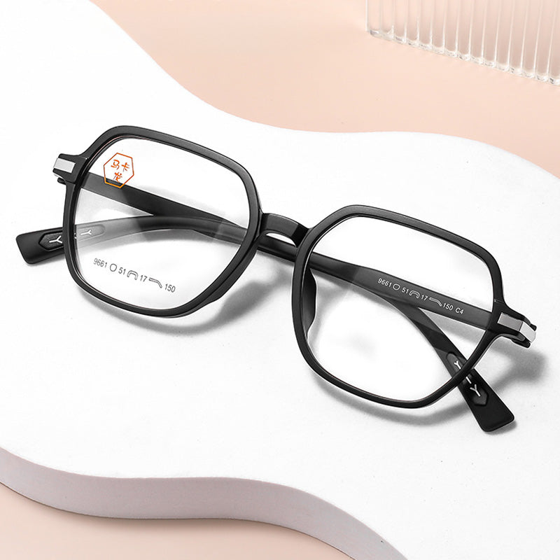 Trapezoid Rectangle TR Plastic Full Rim Prescription Glasses Unisex 9661MKL