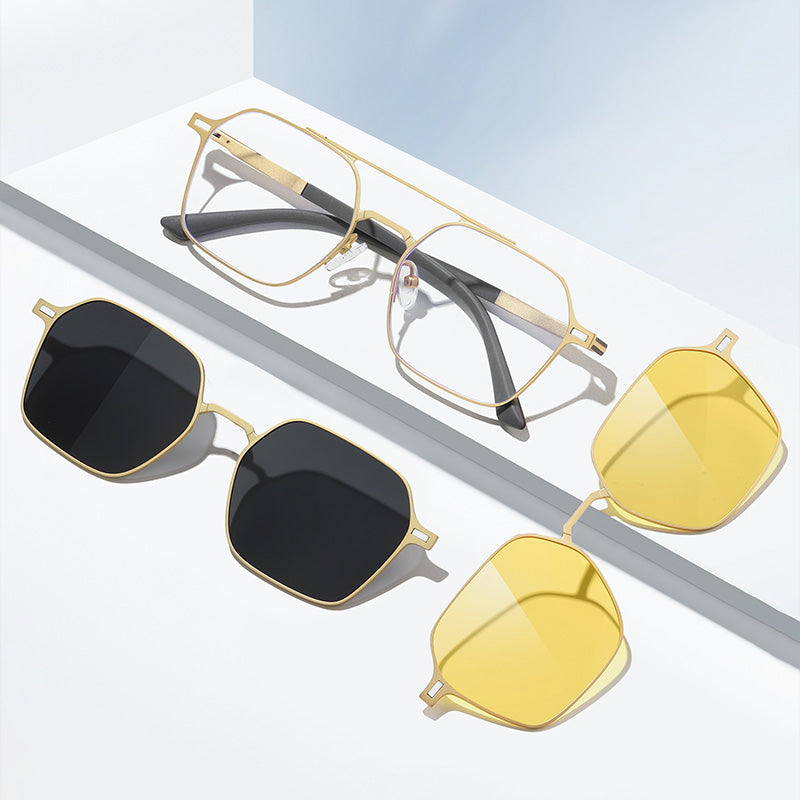Magnetic Clip On Night Driving Glasses or Sunglasses or Prescription Eyeglasses 7042