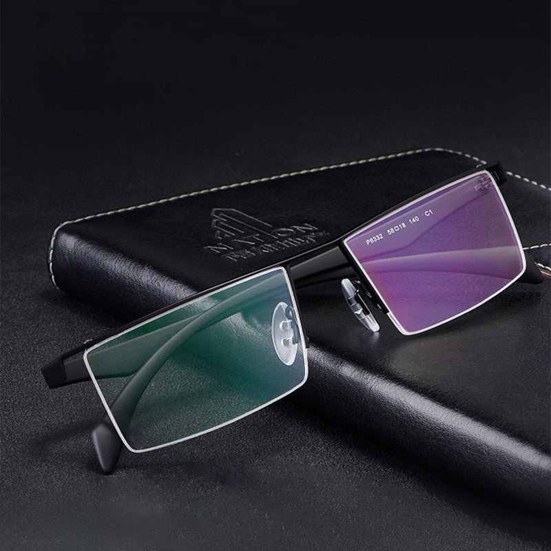 Rectangle Metal Half Rim Prescription Glasses Men's Spectacles Frames P8332