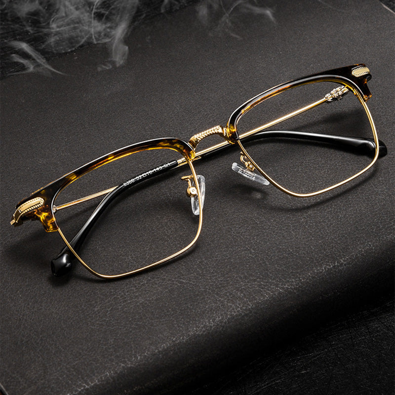 Browline Acetate Plastic Metal Full Rim Prescription Glasses Unisex 8366ZM