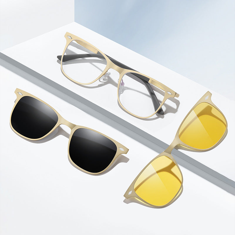 Magnetic Clip On Night Driving Glasses or Sunglasses or Prescription Eyeglasses 7038