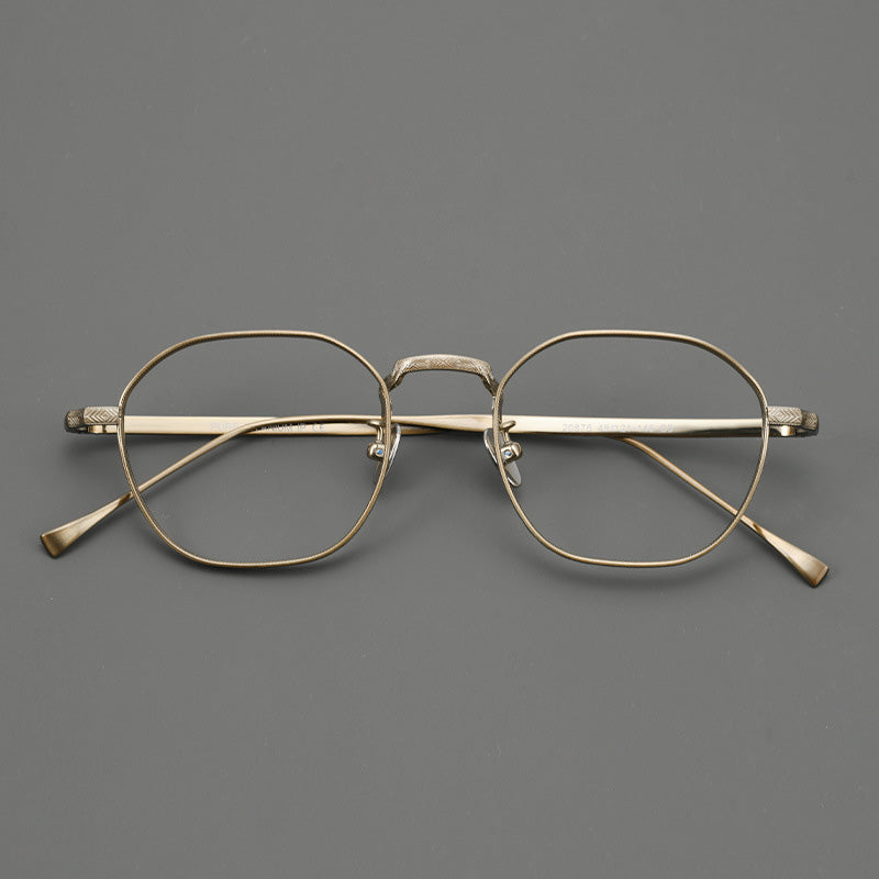 Rectangle Titanium Carving Full Rim Prescription Eyeglasses Spectacles Frames Suitable For High Myopia 20876Y