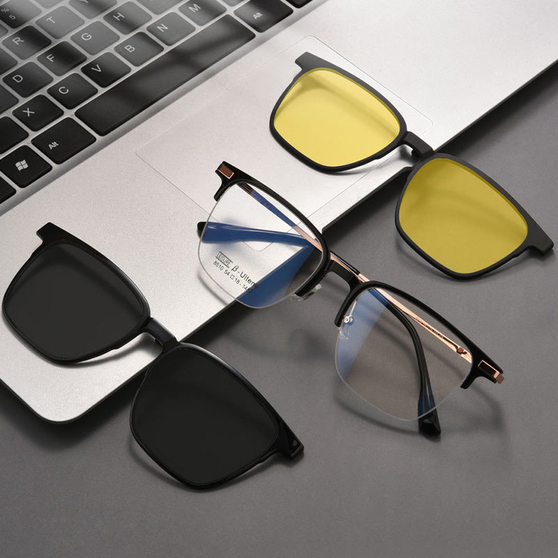 Magnetic Clip On Night Driving Glasses or Sunglasses or Prescription Eyeglasses Y8510M