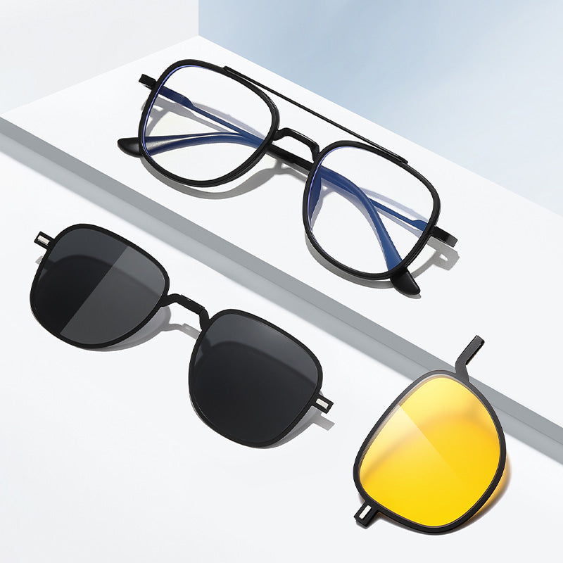 Magnetic Foldable Clip On Night Driving Glasses or Sunglasses or Prescription Eyeglasses 7704