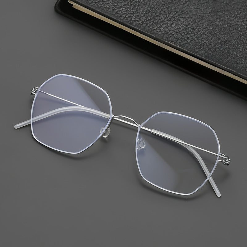 Super light Geometric Titanium Metal Full Rim Prescription Glasses Spectacles Frames Unisex HYD0164Y