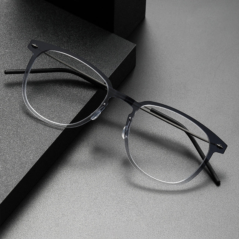 Industrial Style Titanium & TR90 Oval Full Rim Prescription Spectacles Eyeglasses Frames 6549HS