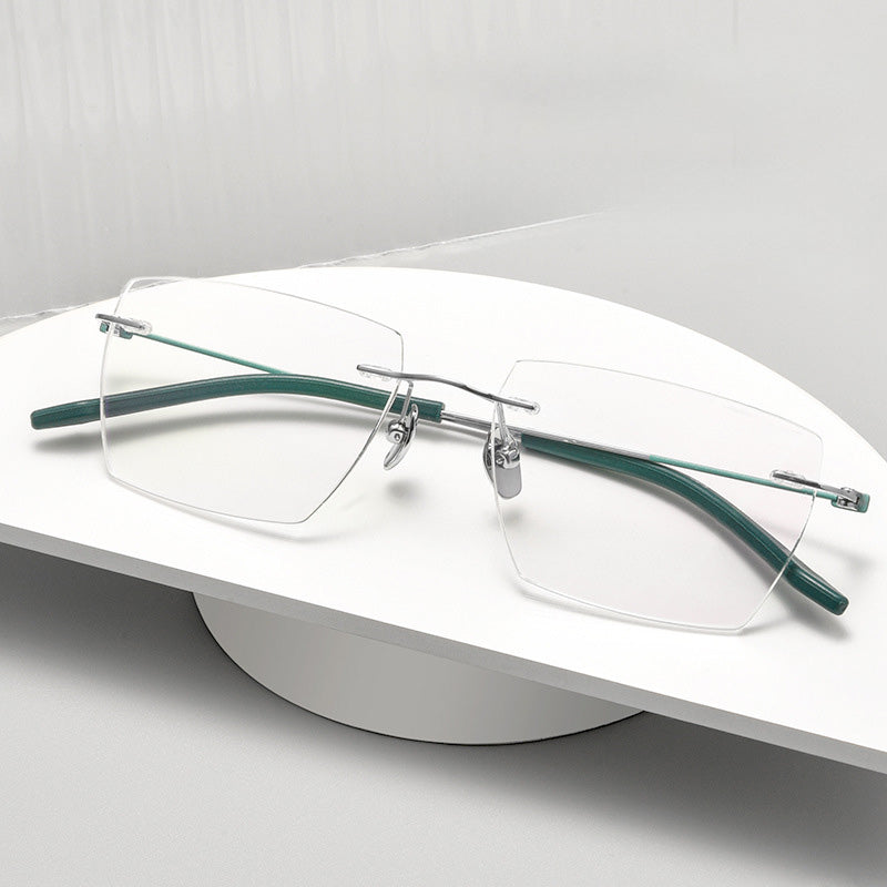 Geometric Titanium Metal Rimless Prescription Glasses Spectacles Frames Unisex BV6028