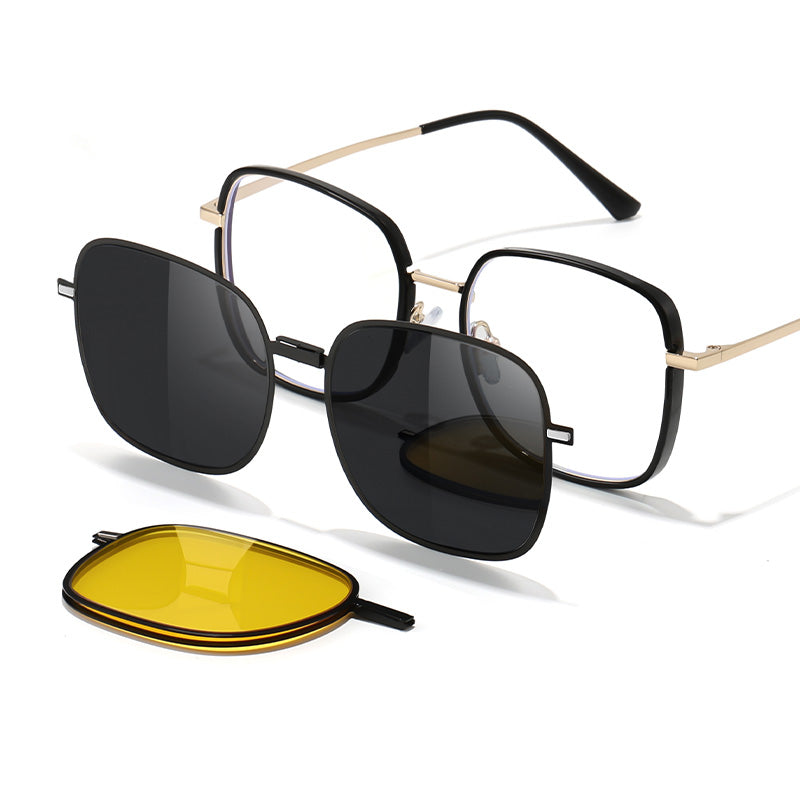 Magnetic Foldable Clip On Night Driving Glasses or Sunglasses or Prescription Eyeglasses 7700