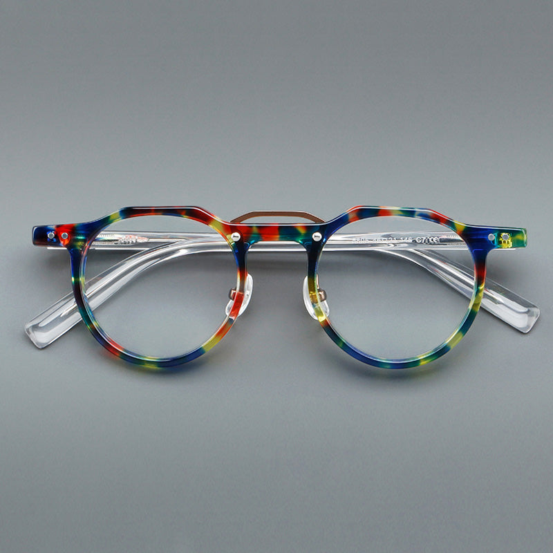 Multicolor Crown Panto Acetate Full Rim Prescription Glasses Spectacles Frames 5805