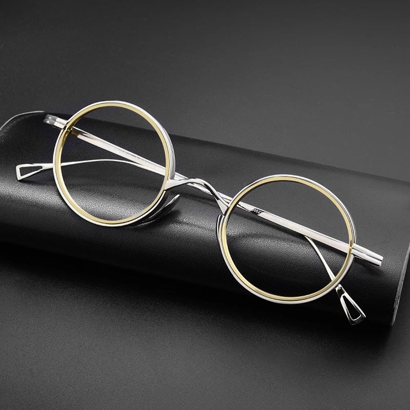 Oval Titanium Full Rim Prescription Glasses Spectacles Frames for Thick Lenses KMN122