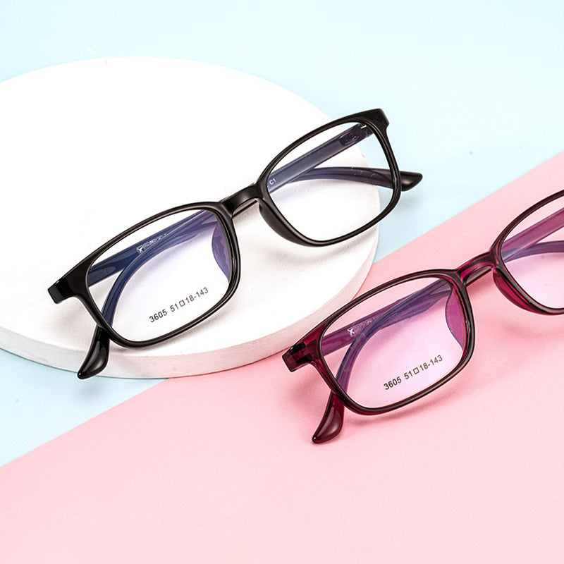 Rectangle Full Rim TR Prescription Glasses Spectacles Unisex 06-3605
