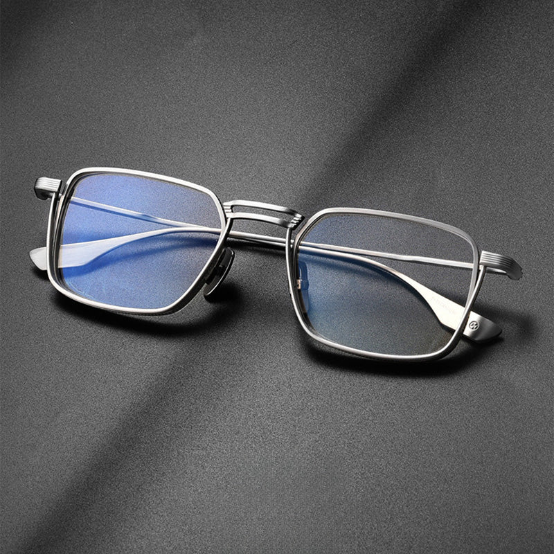 Rectangle Titanium Metal Full Rim Prescription Glasses Spectacles Frames for Thick Lenses DTX125-B