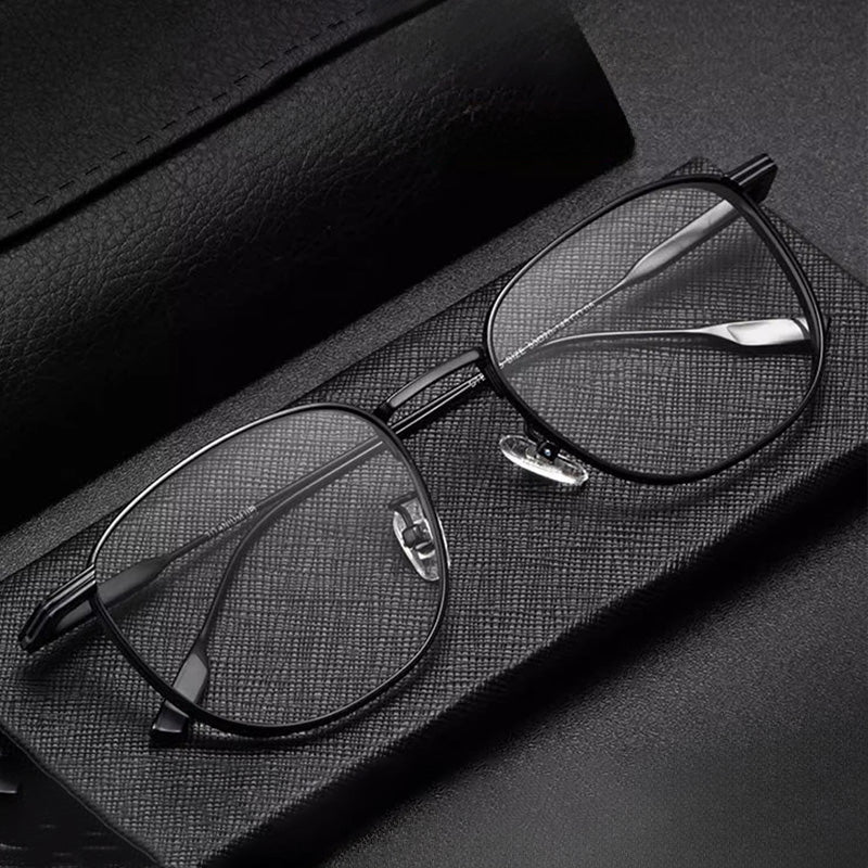Rectangle Titanium Metal Full Rim Prescription Glasses Spectacles Frames for Thick Lenses 88005-1
