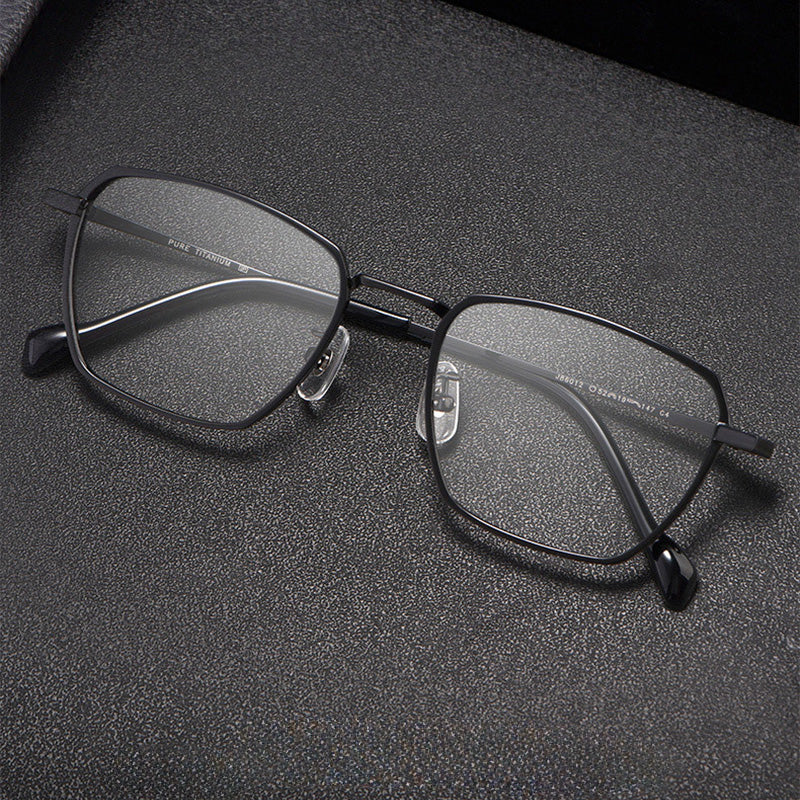 Rectangle Titanium Metal Full Rim Prescription Glasses Spectacles Frames for Thick Lenses J86012