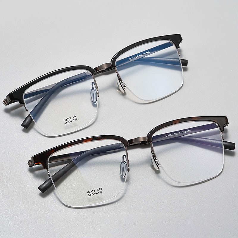Industrial Metal & TR90 Browline Semi Rimless Prescription Spectacles Eyeglasses Frames 3112U