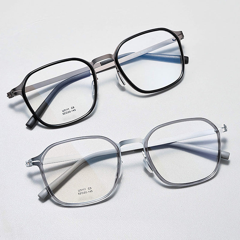 Industrial Metal & TR90 Rectangle Full Rim Prescription Spectacles Eyeglasses Frames 3111U