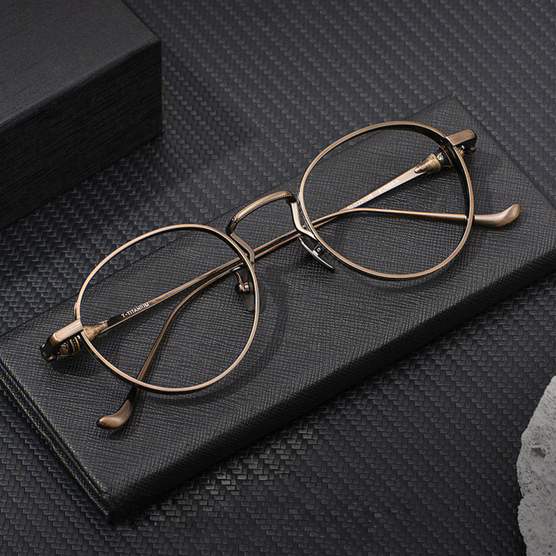 Oval Titanium Full Rim Prescription Glasses Spectacles Frames for Thick Lenses 315BUBBA