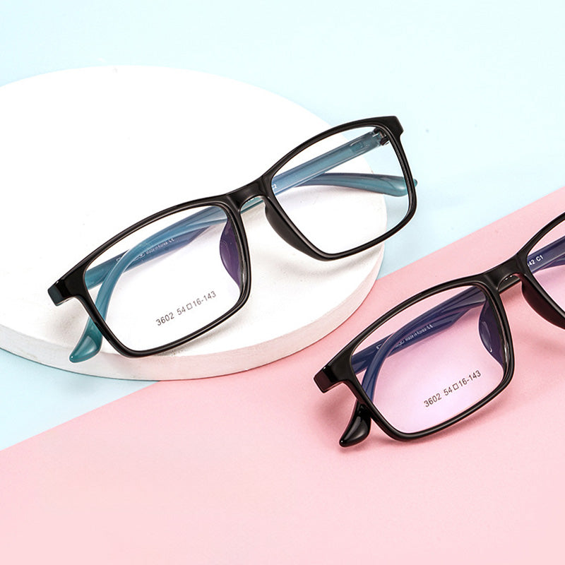 Rectangle Full Rim TR Prescription Glasses Spectacles Unisex 06-3602
