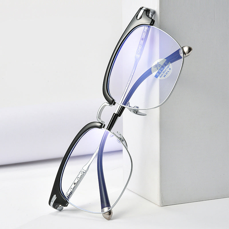 Browline Acetate Plastic Titanium Metal Full Rim Prescription Glasses Unisex 122214Y