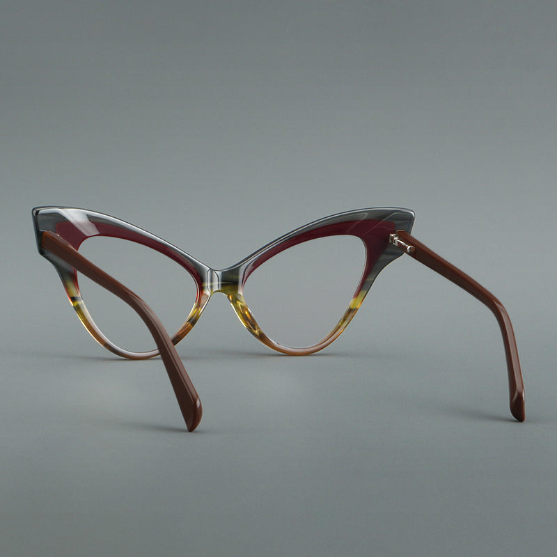 Sharp Cat Eye Acetate Full Rim Prescription Glasses Spectacles Frames 21115