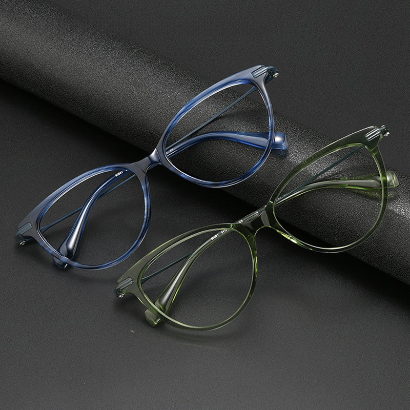 Cateye Acetate Titanium Full Rim Prescription Glasses Spectacles Frames 90001HS
