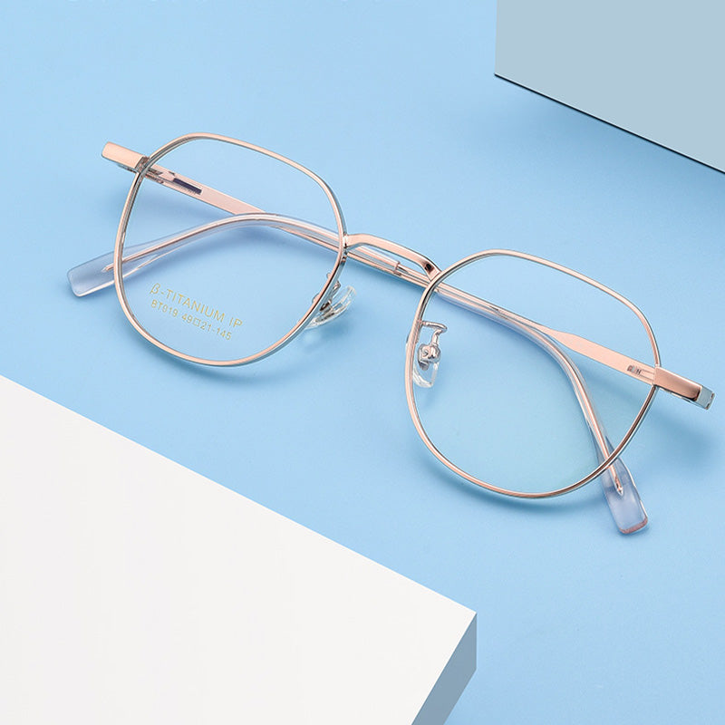 Geometric Metal Full Rim Prescription Glasses Spectacles Frames for Thick Lenses BT019T