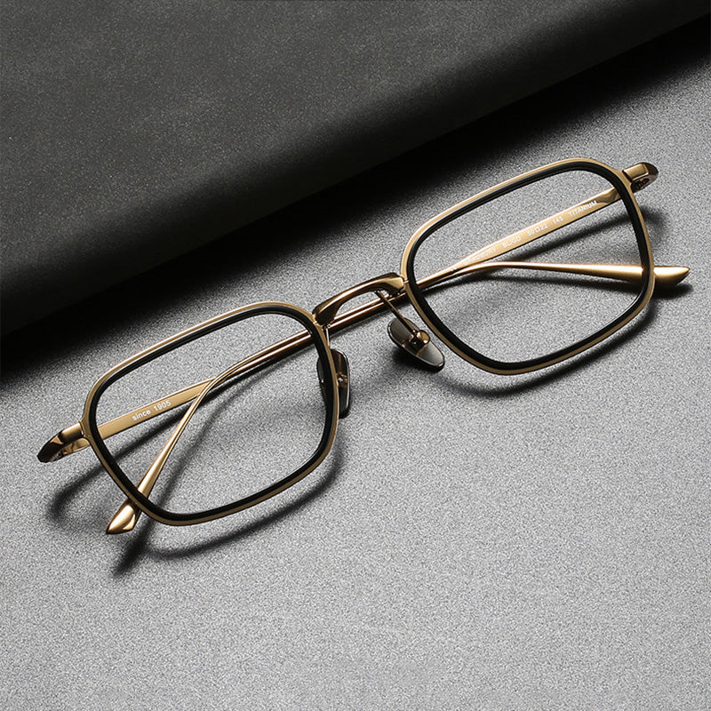 Rectangle Titanium Acetate Full Rim Prescription Glasses Spectacles Frames for Thick Lenses 1908BRAD