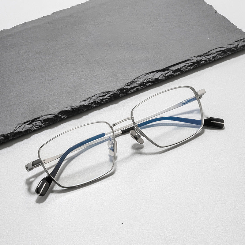 Rectangle Titanium Full Rim Prescription Glasses Spectacles Frames for Thick Lenses 81016ST