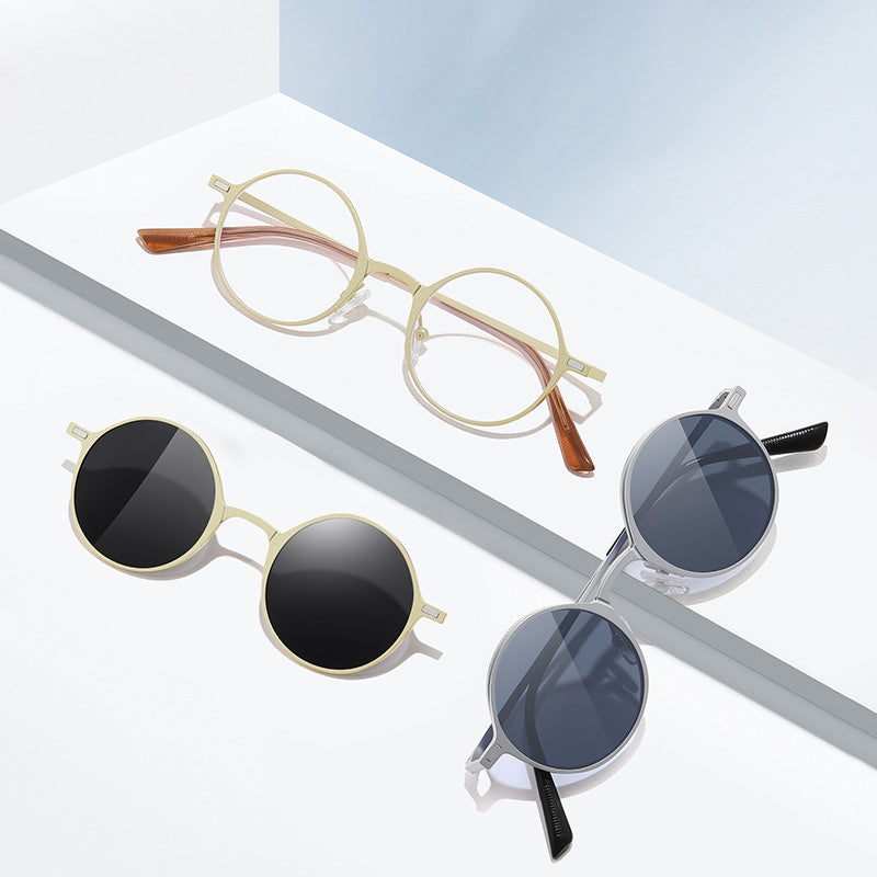Magnetic Clip On Prescription Sunglasses Eyeglasses Set 7032