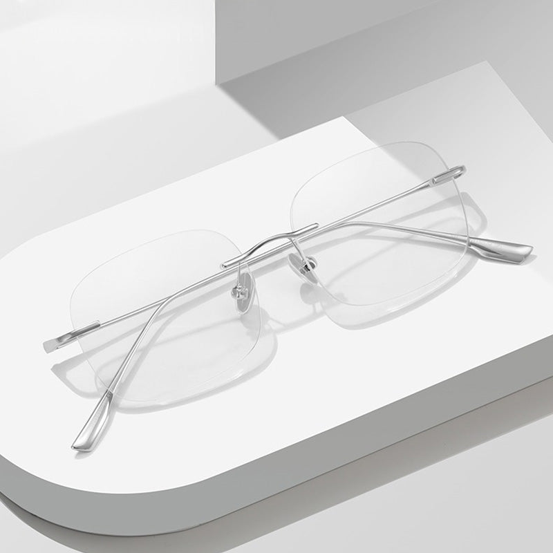 Geometric Metal Rimless Prescription Glasses Spectacles Frames Unisex 1135 1136
