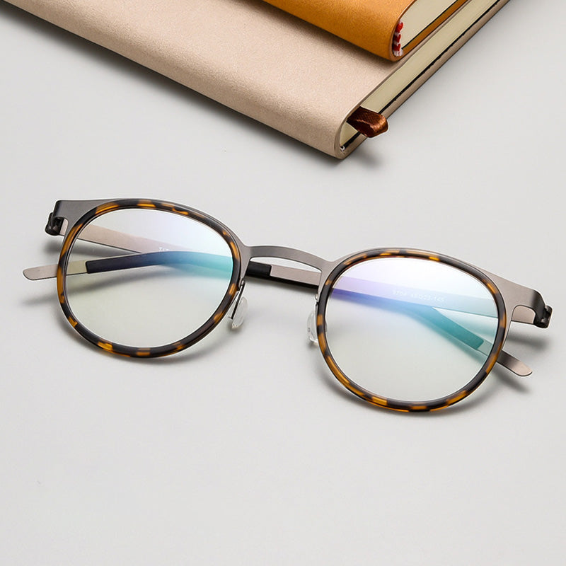 Retro Oval Titanium Metal Full Rim Prescription Spectacles Unisex 9704JW