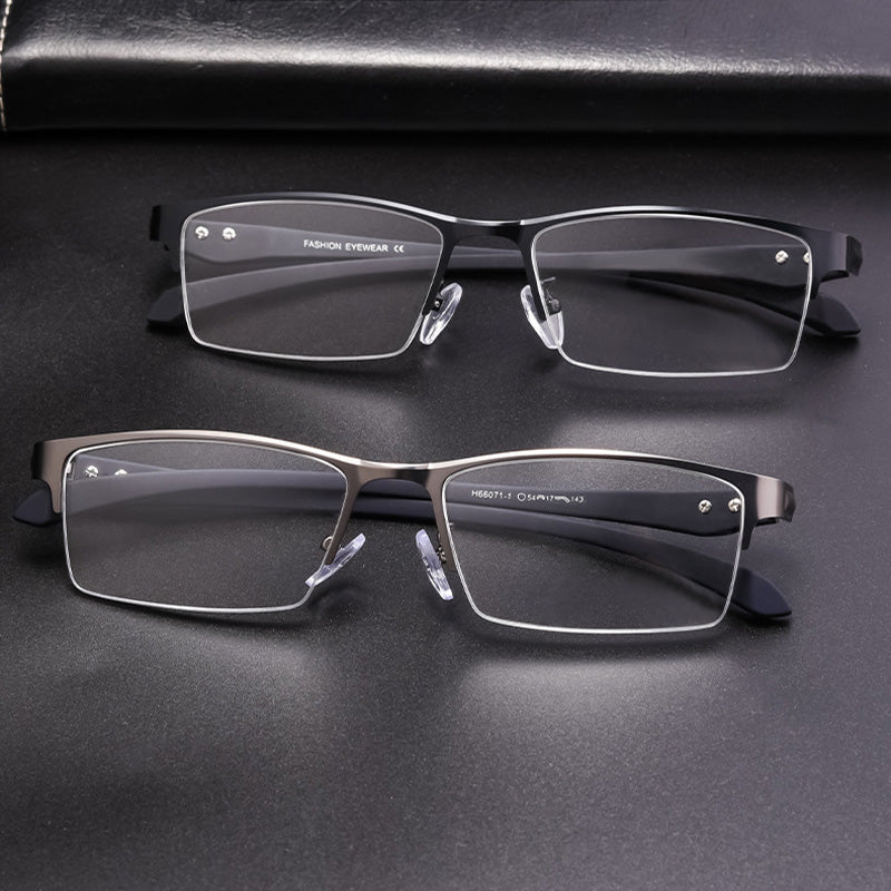 Rectangle Metal Half Rim Prescription Glasses Spectacles Frames Unisex 66071