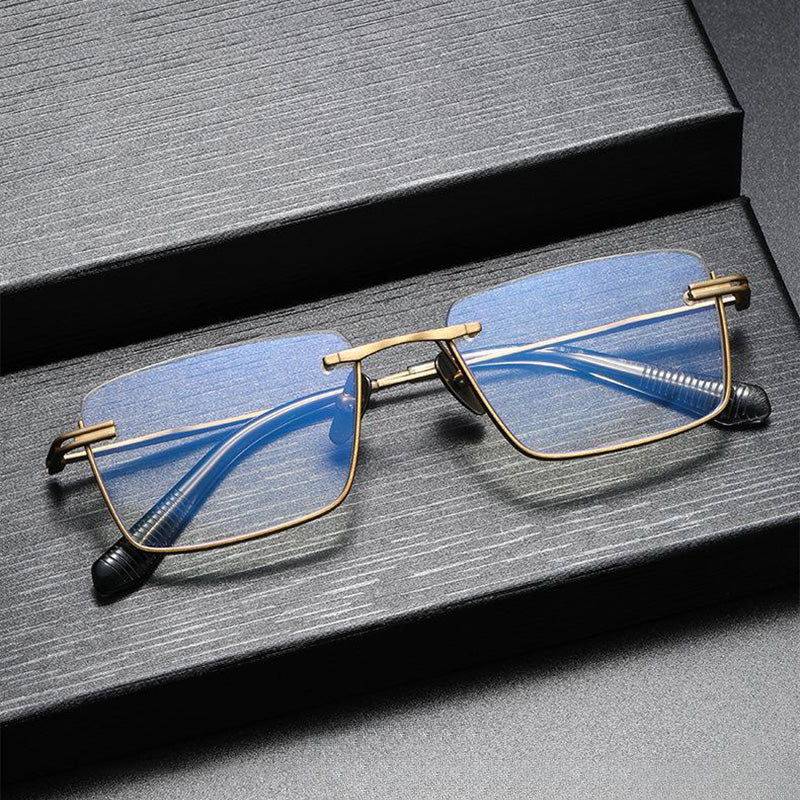 Rectangle Titanium Metal Half Rim Prescription Glasses Spectacles Frames Unisex DTX416
