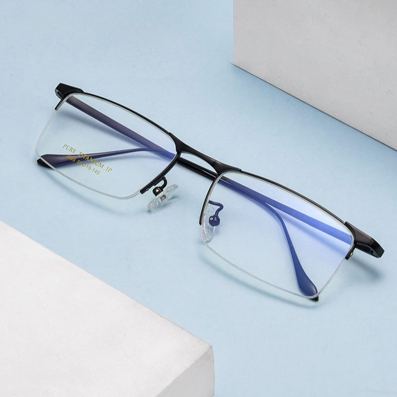 Rectangle Titanium Metal Half Rim Prescription Glasses Spectacles Frames Unisex 2089P