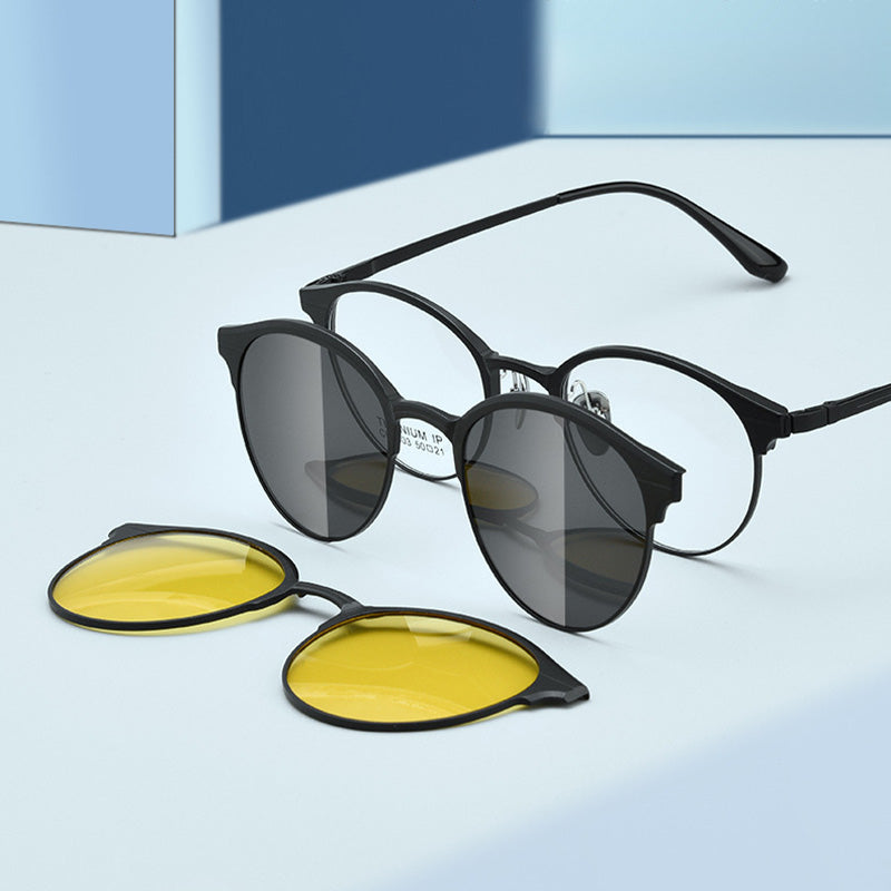 Magnetic Clip On Night Driving Glasses or Sunglasses are made of aluminum-magnesium alloy. 9912T