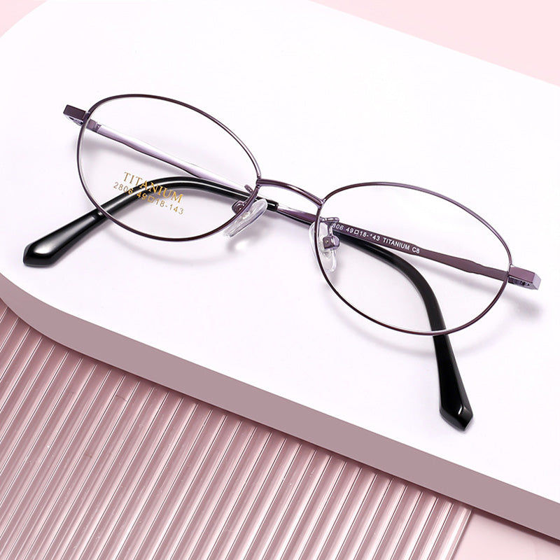 Oval Metal Full Rim Prescription Spectacles Frames Fashion Glasses for Women 2806K