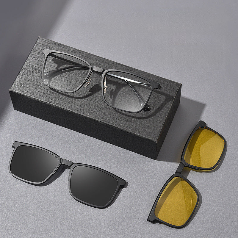 Magnetic Clip On Night Driving Glasses or Sunglasses or Prescription Eyeglasses B5088M