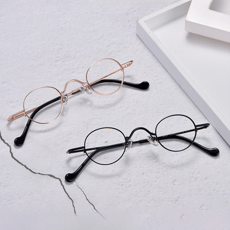 Round Titanium Metal Full Rim Prescription Glasses Spectacles Frames for Thick Lenses J85997