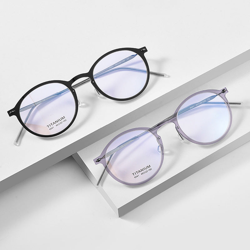 Industrial Style Titanium & TR90 Oval Full Rim Prescription Spectacles Eyeglasses Frames 6541HS