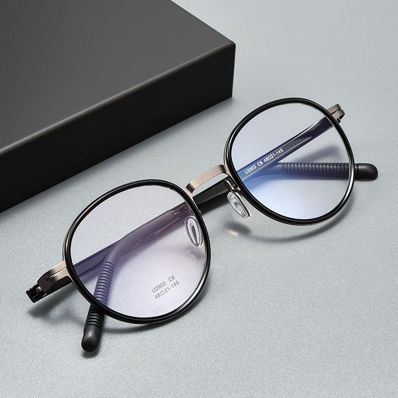 Industrial Style Metal & TR90 Oval Full Rim Prescription Spectacles Eyeglasses Frames 2902U