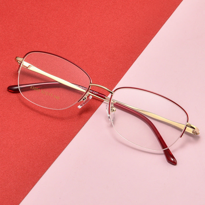 Cat eye Oval Metal Half Rim Prescription Glasses Women's Spectacles Frames 83003SN