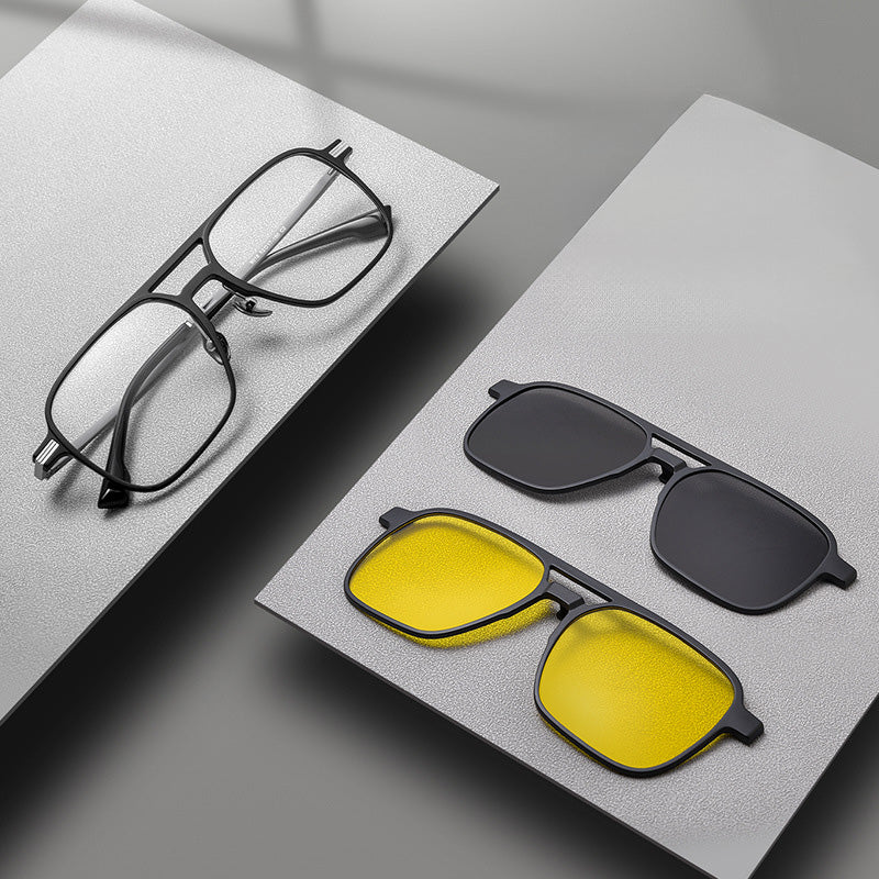 Prescription Eyeglasses With Magnetic Clip On Sunglasses Y9018