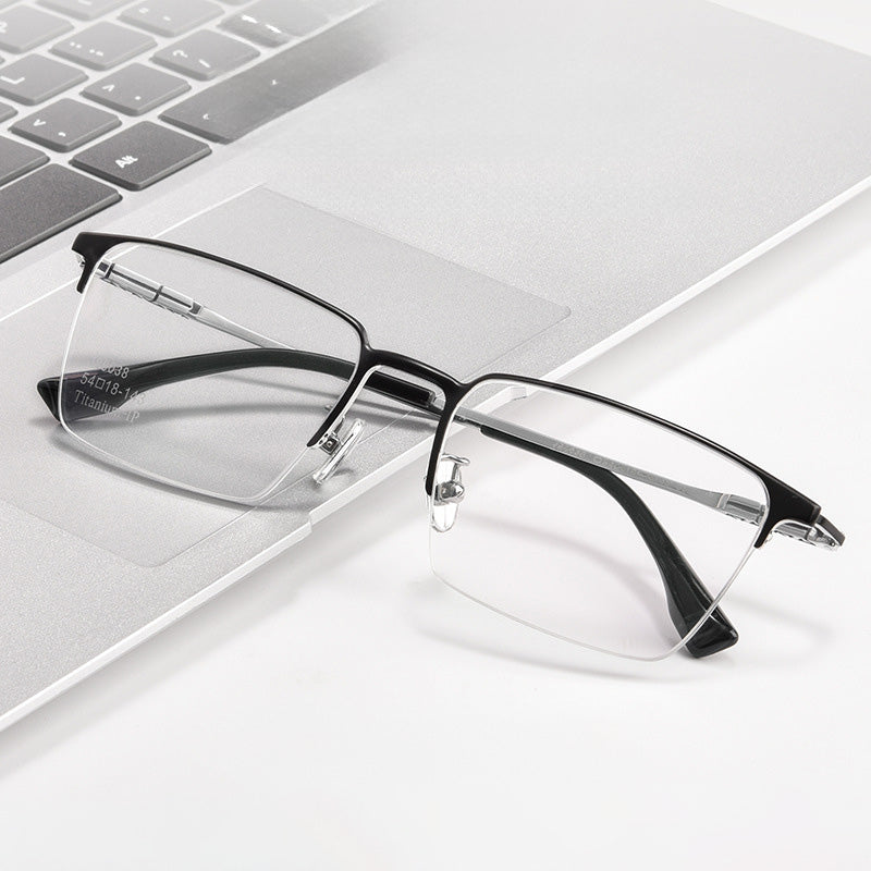 Rectangle Titanium Metal Half Rim Prescription Glasses Spectacles Frames Unisex 86038J