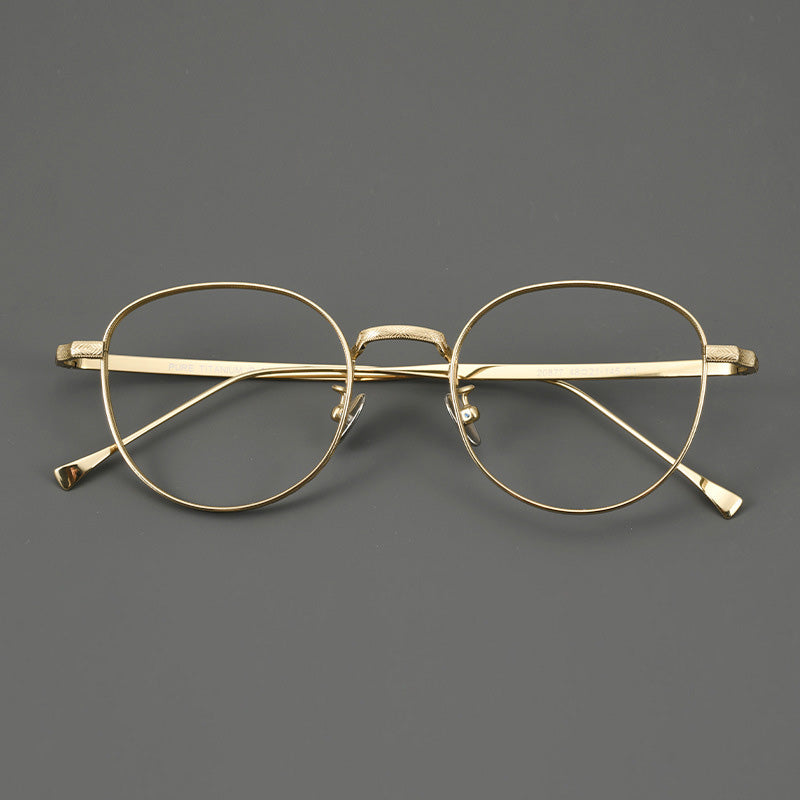 Oval Titanium Carving Full Rim Prescription Eyeglasses Spectacles Frames Suitable For High Myopia 20877Y