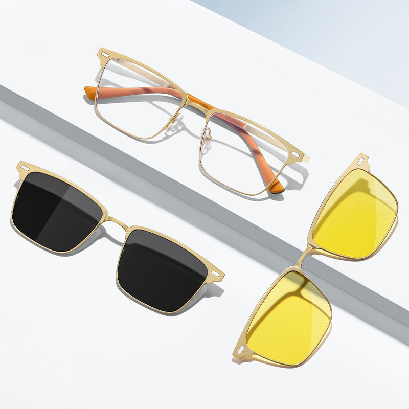 Magnetic Clip On Night Driving Glasses or Sunglasses or Prescription Eyeglasses 7044