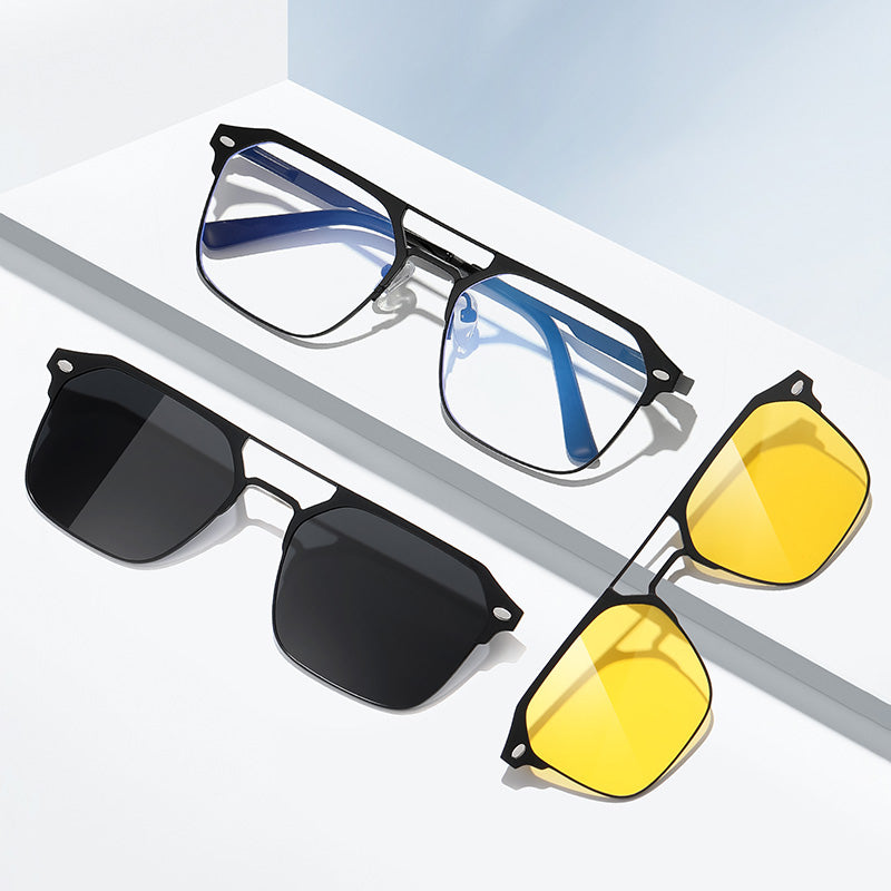 Magnetic Clip On Night Driving Glasses or Sunglasses or Prescription Eyeglasses 7041