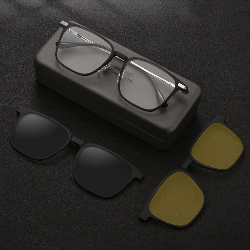 Magnetic Clip On Night Driving Glasses or Sunglasses or Prescription Eyeglasses Y8505M