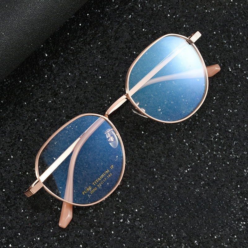 Half Circle Titanium Metal Full Rim Prescription Glasses Spectacles Frames for Thick Lenses 2050TSF